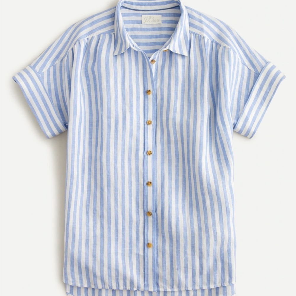 J. Crew Relaxed-fit short-sleeve Baird McNutt Irish linen shirt in stripe